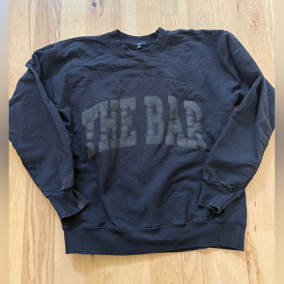 The Bar Other - THE BAR Black Varsity Sweatshirt Boyfriend Fit Size M *stains